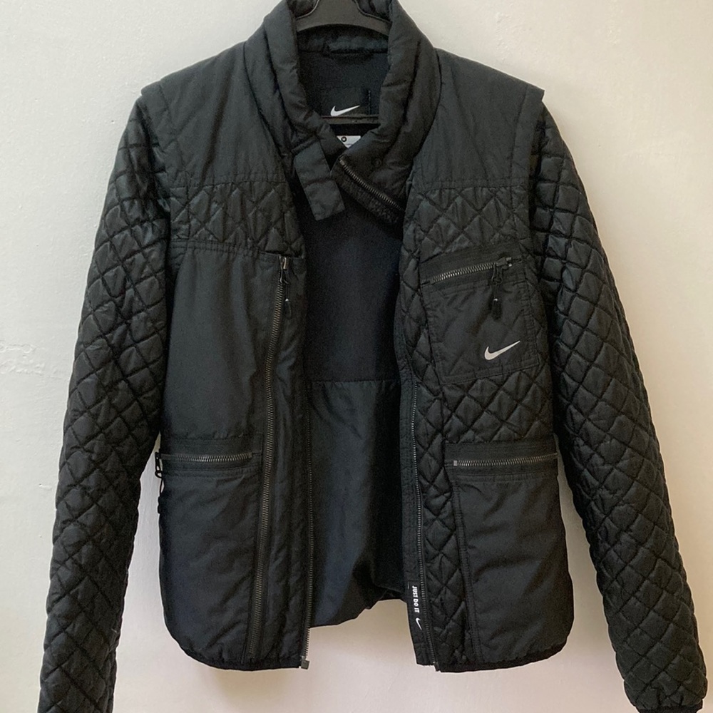 Nike Black Quilted Sport Jacket Zip with Pockets